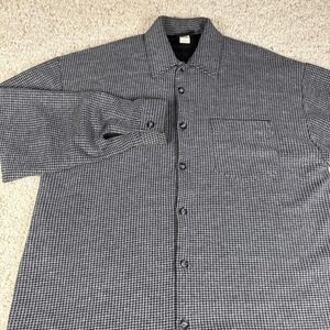 Vintage Hoax L/S Poly Cotton Blend Knit Mens Gray Button Up Large‎ Made In USA